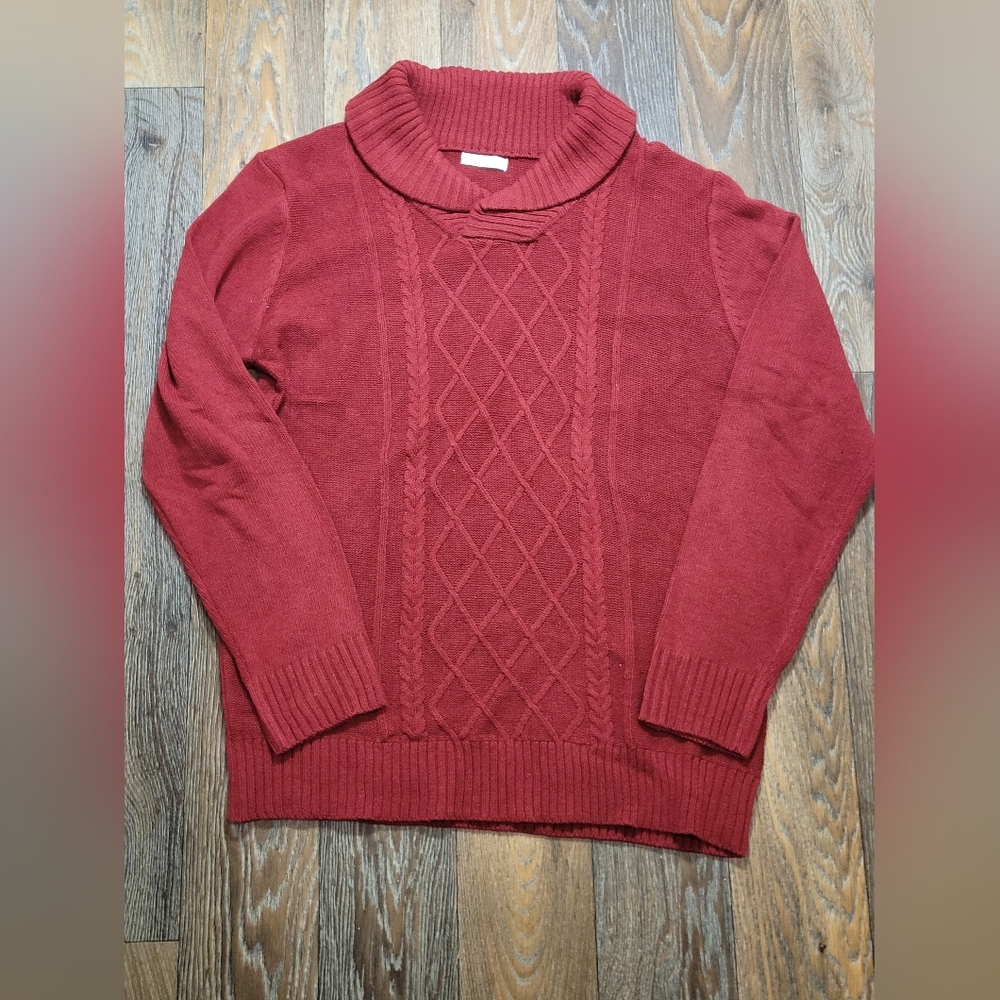 Coofandy Womens Large Cableknit Sweater Red
